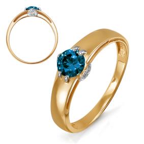 Золотое кольцо КЮЗ Del'ta D313252 с фианитом и Лондон топазом D313252 фото