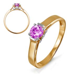 Золотое кольцо КЮЗ Del'ta D313255 с фианитом и аметистом D313255 фото