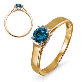 Золотое кольцо КЮЗ Del'ta D313259 с фианитом и Лондон топазом D313259 фото