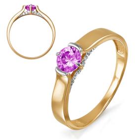Золотое кольцо КЮЗ Del'ta D313262 с фианитом и аметистом D313262 фото