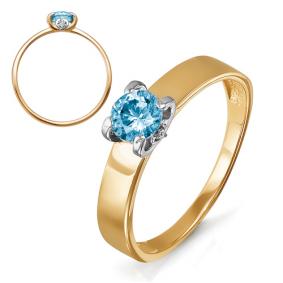 Золотое кольцо КЮЗ Del'ta D313274 с топазом и фианитом D313274 фото