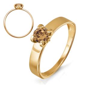 Золотое кольцо КЮЗ Del'ta D313277 с фианитом и раухтопазом D313277 фото
