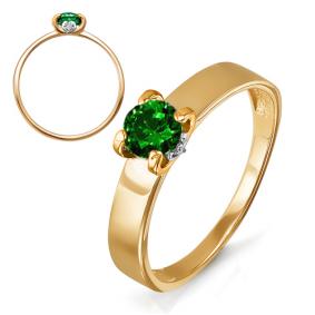 Золотое кольцо КЮЗ Del'ta D313278 с фианитом и кварцем D313278 фото