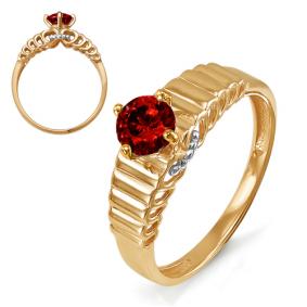 Золотое кольцо КЮЗ Del'ta D313282 с гранатом D313282 фото