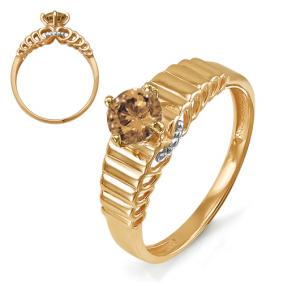 Золотое кольцо КЮЗ Del'ta D313284 с раухтопазом D313284 фото