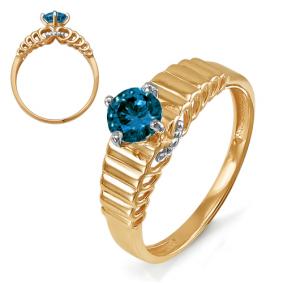 Золотое кольцо КЮЗ Del'ta D313287 с Лондон топазом D313287 фото