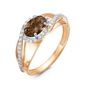 Золотое кольцо КЮЗ Del'ta D313953 с фианитом и раухтопазом D313953 фото