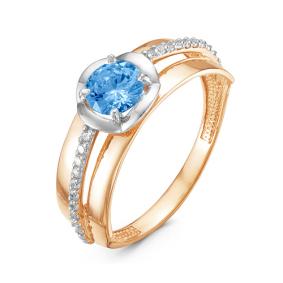 Золотое кольцо КЮЗ Del'ta D313956 с топазом и фианитом D313956 фото