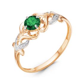 Золотое кольцо КЮЗ Del'ta D314039 с фианитом и кварцем D314039 фото