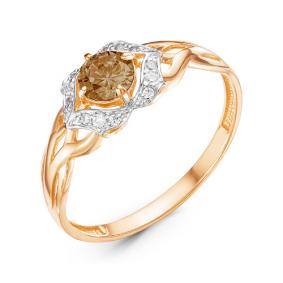 Золотое кольцо КЮЗ Del'ta D314044 с фианитом и раухтопазом D314044 фото