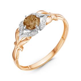 Золотое кольцо КЮЗ Del'ta D314050 с фианитом и раухтопазом D314050 фото