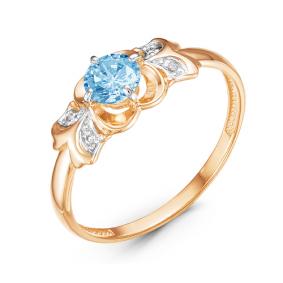 Золотое кольцо КЮЗ Del'ta D314059 с топазом и фианитом D314059 фото