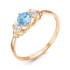 Золотое кольцо КЮЗ Del'ta D314065 с топазом и фианитом D314065 фото