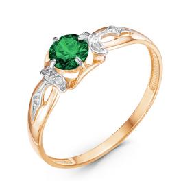 Золотое кольцо КЮЗ Del'ta D314075 с фианитом и кварцем D314075 фото