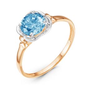 Золотое кольцо КЮЗ Del'ta D314077 с топазом Swarovski D314077 фото