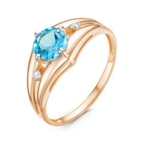 Золотое кольцо КЮЗ Del'ta D314098 с топазом и фианитом D314098 фото
