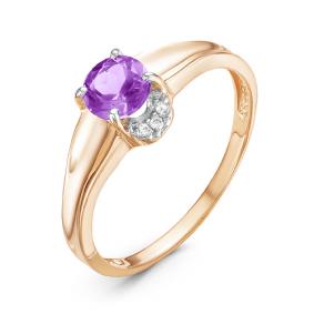 Золотое кольцо КЮЗ Del'ta D314142 с фианитом и аметистом D314142 фото