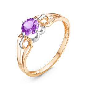 Золотое кольцо КЮЗ Del'ta D314154 с аметистом D314154 фото