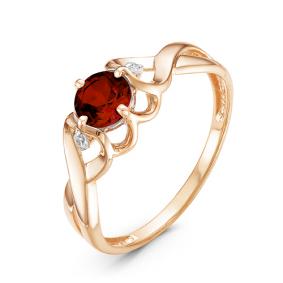 Золотое кольцо КЮЗ Del'ta D314177 с фианитом и гранатом D314177 фото