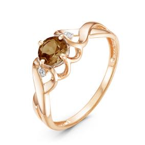 Золотое кольцо КЮЗ Del'ta D314179 с фианитом и раухтопазом D314179 фото