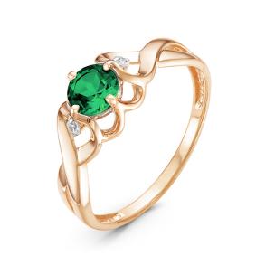 Золотое кольцо КЮЗ Del'ta D314180 с фианитом и кварцем D314180 фото