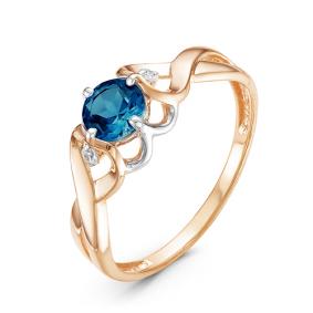 Золотое кольцо КЮЗ Del'ta D314182 с фианитом и Лондон топазом D314182 фото