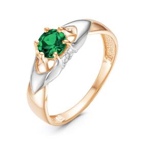 Золотое кольцо КЮЗ Del'ta D314186 с фианитом и кварцем D314186 фото