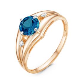 Золотое кольцо КЮЗ Del'ta D314212 с фианитом и Лондон топазом D314212 фото