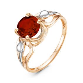 Золотое кольцо КЮЗ Del'ta D314285 с гранатом D314285 фото
