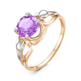 Золотое кольцо КЮЗ Del'ta D314286 с аметистом D314286 фото