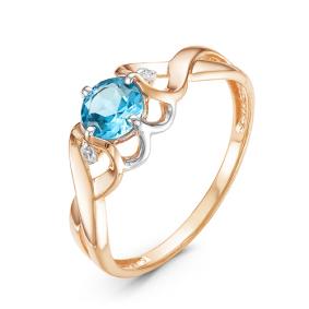 Золотое кольцо КЮЗ Del'ta D314306 с топазом и фианитом D314306 фото