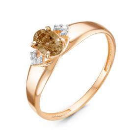 Золотое кольцо КЮЗ Del'ta D314330 с фианитом и раухтопазом D314330 фото