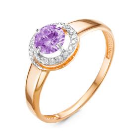 Золотое кольцо КЮЗ Del'ta D314350 с фианитом и аметистом D314350 фото