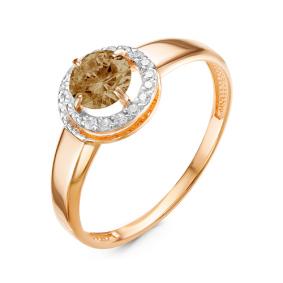 Золотое кольцо КЮЗ Del'ta D314351 с фианитом и раухтопазом D314351 фото
