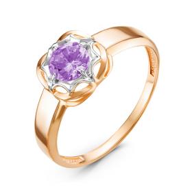 Золотое кольцо КЮЗ Del'ta D314357 с аметистом D314357 фото