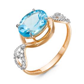 Золотое кольцо КЮЗ Del'ta D314362 с топазом и фианитом D314362 фото