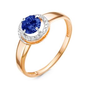 Золотое кольцо КЮЗ Del'ta D314364 с фианитом и сапфировым корундом D314364 фото
