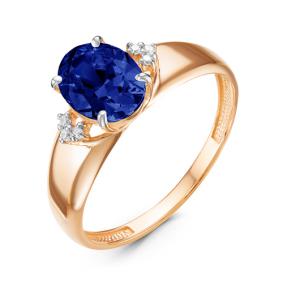 Золотое кольцо КЮЗ Del'ta D314365 с фианитом и сапфировым корундом D314365 фото