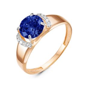 Золотое кольцо КЮЗ Del'ta D314366 с фианитом и сапфировым корундом D314366 фото