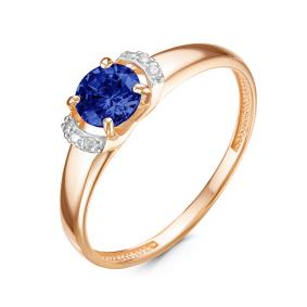 Золотое кольцо КЮЗ Del'ta D314368 с фианитом и сапфировым корундом D314368 фото