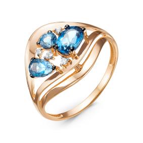 Золотое кольцо КЮЗ Del'ta D314383 с топазом и фианитом D314383 фото