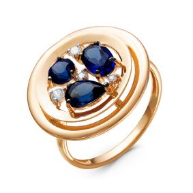 Золотое кольцо КЮЗ Del'ta D314388 с фианитом и сапфировым корундом D314388 фото