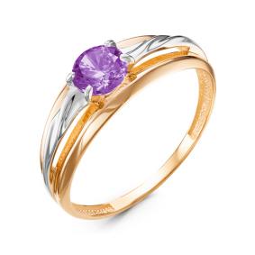 Золотое кольцо КЮЗ Del'ta D314409 с аметистом D314409 фото