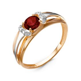 Золотое кольцо КЮЗ Del'ta D314424 с фианитом и гранатом D314424 фото