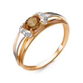 Золотое кольцо КЮЗ Del'ta D314426 с фианитом и раухтопазом D314426 фото