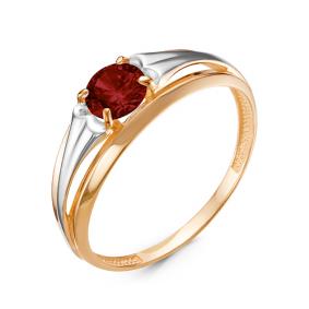 Золотое кольцо КЮЗ Del'ta D314440 с гранатом D314440 фото