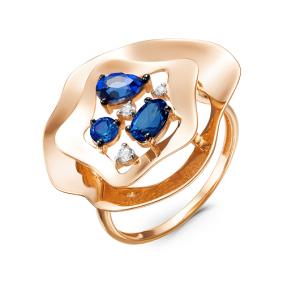 Золотое кольцо КЮЗ Del'ta D314502 с фианитом и сапфировым корундом D314502 фото