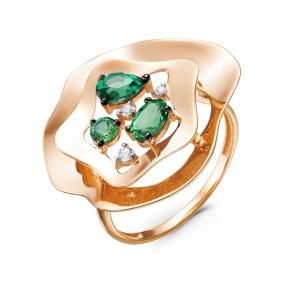 Золотое кольцо КЮЗ Del'ta D314504 с фианитом и кварцем D314504 фото