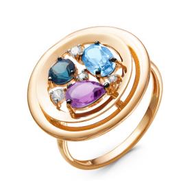 Золотое кольцо КЮЗ Del'ta D314506 с аметистом, ситаллом и Лондон топазом D314506 фото