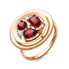 Золотое кольцо КЮЗ Del'ta D314508 с фианитом и гранатом D314508 фото